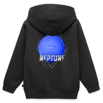 Planète Neptune - Sweat Premium à capuche zippé enfant bio - noir - Dos - AI Model Kid Male (0cm)