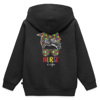 Autismus - Kinder Premium Organic Zip Hoodie - Schwarz - Hinten - AI Model Kid Male (0cm)