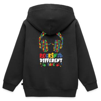Autismus Awareness Day Autist Geschenk - Kinder Premium Organic Zip Hoodie - Schwarz - Hinten - AI Model Kid Male (0cm)