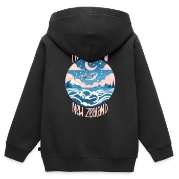 Angeln in Neuseeland - Kinder Premium Organic Zip Hoodie - Schwarz - Hinten - AI Model Kid Male (0cm)