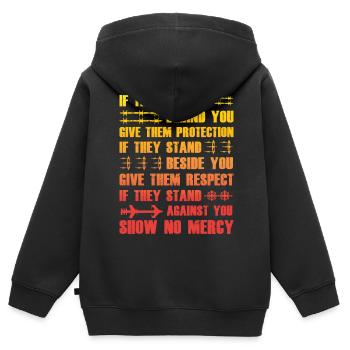 Wikinger-Sprichwort - Kinder Premium Organic Zip Hoodie - Schwarz - Hinten - AI Model Kid Male (0cm)