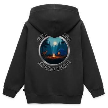 Explore Nature - Kids Premium Organic Zip-up Hoodie - black - Back - AI Model Kid Male (0cm)