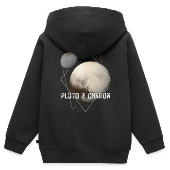 Pluton et Charon - Sweat Premium à capuche zippé enfant bio - noir - Dos - AI Model Kid Male (0cm)