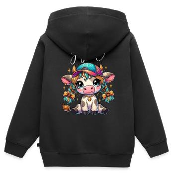 Kuh Kühe Kalb Basketballkappe Glitzer Anime Zöpfe - Kinder Premium Organic Zip Hoodie - Schwarz - Hinten - AI Model Kid Male (0cm)