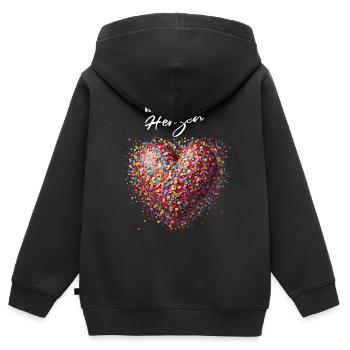 Karneval Konfetti im Herzen Herz Köln Kölle Alaaf - Kinder Premium Organic Zip Hoodie - Schwarz - Hinten - AI Model Kid Male (0cm)