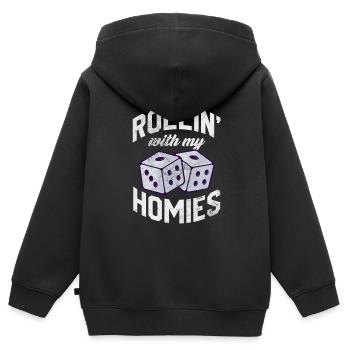 Brettspiel - Kinder Premium Organic Zip Hoodie - Schwarz - Hinten - AI Model Kid Male (0cm)