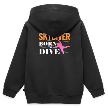 Skydive Skydiver Skydiving Fallschirm Geschenk - Kinder Premium Organic Zip Hoodie - Schwarz - Hinten - AI Model Kid Male (0cm)