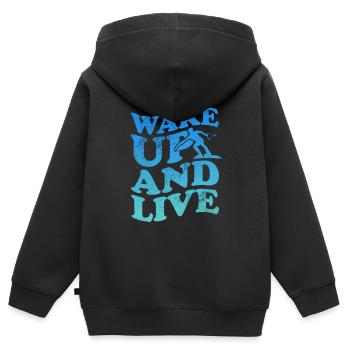 Wakeboard - Kinder Premium Organic Zip Hoodie - Schwarz - Hinten - AI Model Kid Male (0cm)