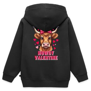 La Saint-Valentin Amour Scottish Highland Cattle Moo - Sweat Premium à capuche zippé enfant bio - noir - Dos - AI Model Kid Male (0cm)