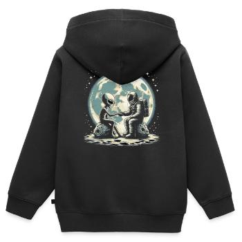 Alien - Kinder Premium Organic Zip Hoodie - Schwarz - Hinten - AI Model Kid Male (0cm)