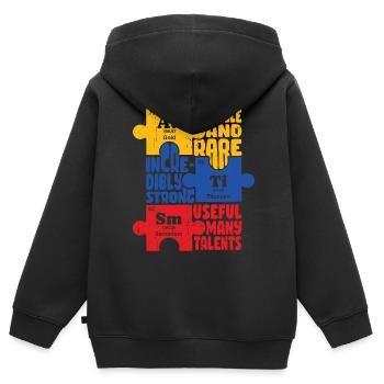 Autisme - Sweat Premium à capuche zippé enfant bio - noir - Dos - AI Model Kid Male (0cm)