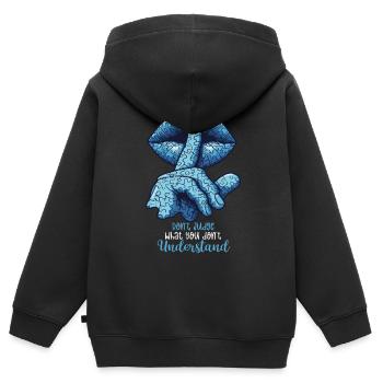 Autismus - Kinder Premium Organic Zip Hoodie - Schwarz - Hinten - AI Model Kid Male (0cm)