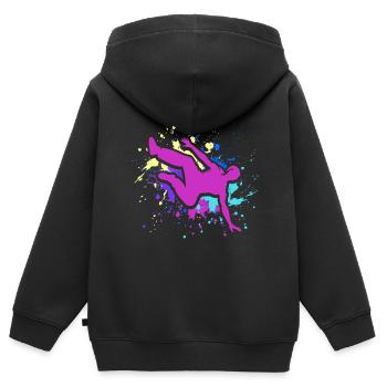 Backflip Salto Akrobatik Parkour Turnen Geschenk - Kinder Premium Organic Zip Hoodie - Schwarz - Hinten - AI Model Kid Male (0cm)