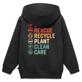 Speichern Retten Recyceln Anlage Saubere Pflege - Kinder Premium Organic Zip Hoodie - Schwarz - Hinten - AI Model Kid Male (0cm)