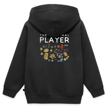 Brettspiel - Kinder Premium Organic Zip Hoodie - Schwarz - Hinten - AI Model Kid Male (0cm)