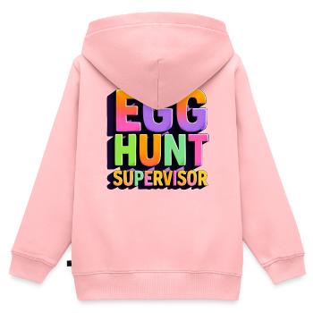 Superviseur de la chasse aux œufs - Sweat Premium à capuche zippé enfant bio - rose - Dos - AI Model Kid Female (0cm)