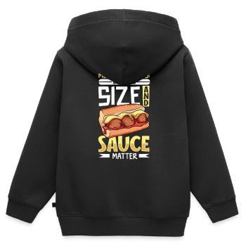 Sauce et taille - Sous-marin aux boulettes de viande - Sweat Premium à capuche zippé enfant bio - noir - Dos - AI Model Kid Male (0cm)