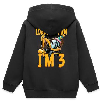 Lots of Fun I'm 3 Bagger Birthday - Kids Premium Organic Zip-up Hoodie - black - Back - AI Model Kid Male (0cm)