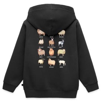 Verschiedene Kawaii Schafe - Kinder Premium Organic Zip Hoodie - Schwarz - Hinten - AI Model Kid Male (0cm)