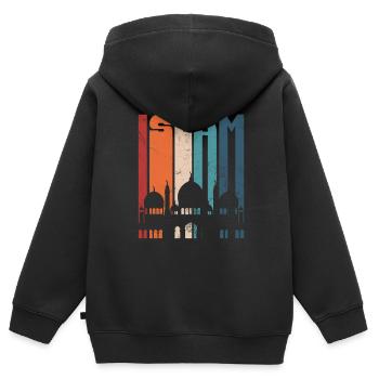 Muslim - Kids Premium Organic Zip-up Hoodie - black - Back - AI Model Kid Male (0cm)