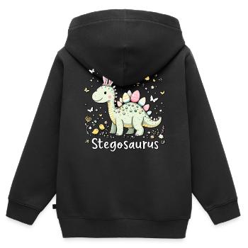 Stegosaurus - Sweat Premium à capuche zippé enfant bio - noir - Dos - AI Model Kid Male (0cm)