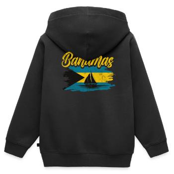 Bahamas - Kinder Premium Organic Zip Hoodie - Schwarz - Hinten - AI Model Kid Male (0cm)