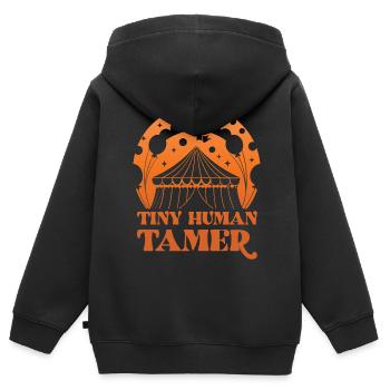 Winziger menschlicher Dompteur - Kinder Premium Organic Zip Hoodie - Schwarz - Hinten - AI Model Kid Male (0cm)