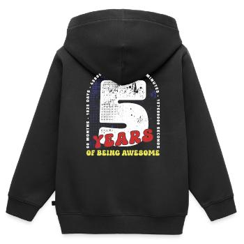 5 Ans Anniversaire Mois Jours Heures Minutes - Sweat Premium à capuche zippé enfant bio - noir - Dos - AI Model Kid Male (0cm)