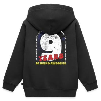 9 Jahre Geburtstag Monate Tage Stunden Minuten - Kinder Premium Organic Zip Hoodie - Schwarz - Hinten - AI Model Kid Male (0cm)