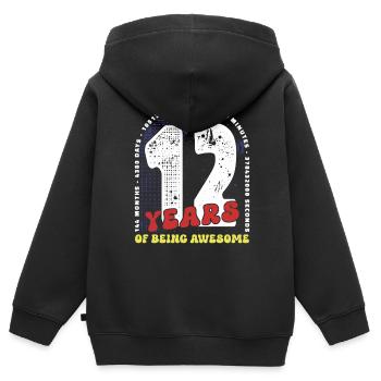 12 Years Birthday Months Days Hours Minutes - Kids Premium Organic Zip-up Hoodie - black - Back - AI Model Kid Male (0cm)