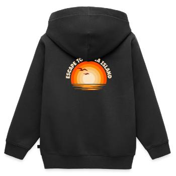 Ich fliehe nach Mafia Island - Kinder Premium Organic Zip Hoodie - Schwarz - Hinten - AI Model Kid Male (0cm)
