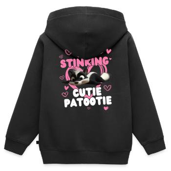 Cutie Patootie - Skunk Cutie : Fan drôle d’animaux - Sweat Premium à capuche zippé enfant bio - noir - Dos - AI Model Kid Male (0cm)