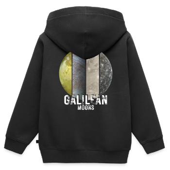 Lunes de Jupiter - Lunes de Galilée - Sweat Premium à capuche zippé enfant bio - noir - Dos - AI Model Kid Male (0cm)