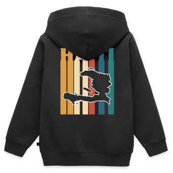Vacances Haïti Caraïbes - Sweat Premium à capuche zippé enfant bio - noir - Dos - AI Model Kid Male (0cm)