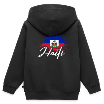 Vacances Haïti Caraïbes - Sweat Premium à capuche zippé enfant bio - noir - Dos - AI Model Kid Male (0cm)
