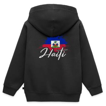Haiti - Kinder Premium Organic Zip Hoodie - Schwarz - Hinten - AI Model Kid Male (0cm)