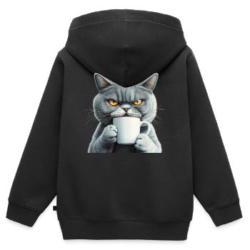 Realistic: with coffee - Kids Premium Organic Zip-up Hoodie - black - Back - AI Model Kid Male (0cm)