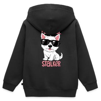 Personal Stalker – Westie avec style - Sweat Premium à capuche zippé enfant bio - noir - Dos - AI Model Kid Male (0cm)