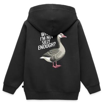 What if I'm not silly enough - Kids Premium Organic Zip-up Hoodie - black - Back - AI Model Kid Male (0cm)
