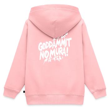 Goddammit Nomura – Zerstörungs Design - Kinder Premium Organic Zip Hoodie - Rosa - Hinten - AI Model Kid Female (0cm)