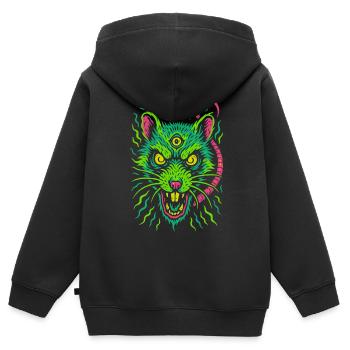 Dreiaugige Neon-Ratte mit Wahnsinnsblick - Kinder Premium Organic Zip Hoodie - Schwarz - Hinten - AI Model Kid Male (0cm)