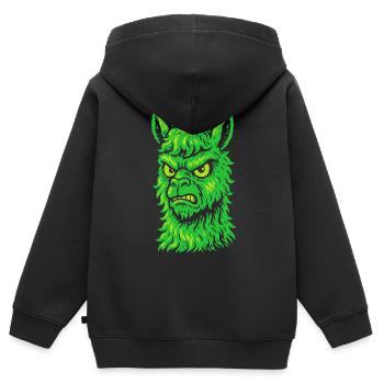 Wütendes Neon-Lama mit Killerblick - Kinder Premium Organic Zip Hoodie - Schwarz - Hinten - AI Model Kid Male (0cm)