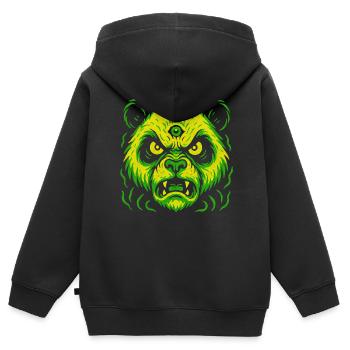 Dreiaugiger Neon-Panda mit Killerblick - Kinder Premium Organic Zip Hoodie - Schwarz - Hinten - AI Model Kid Male (0cm)