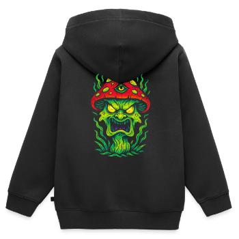 Psycho Toadstool with Third Eye - Kids Premium Organic Zip-up Hoodie - black - Back - AI Model Kid Male (0cm)