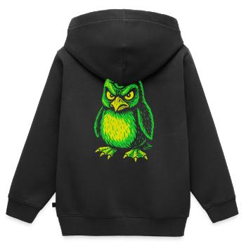 Dreiaugiger Neon-Pinguin mit Zornblick - Kinder Premium Organic Zip Hoodie - Schwarz - Hinten - AI Model Kid Male (0cm)