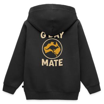 G’day mate – Salutation australienne - Sweat Premium à capuche zippé enfant bio - noir - Dos - AI Model Kid Male (0cm)
