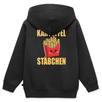 Kartoffel Stäbchen Pommestüte Pommesbude Geschenk - Kinder Premium Organic Zip Hoodie - Schwarz - Hinten - AI Model Kid Male (0cm)
