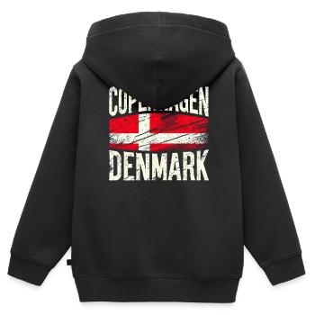Kopenhagen Dänemark Flagge - Kinder Premium Organic Zip Hoodie - Schwarz - Hinten - AI Model Kid Male (0cm)