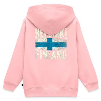 Helsinki Finnland - Kinder Premium Organic Zip Hoodie - Rosa - Hinten - AI Model Kid Female (0cm)