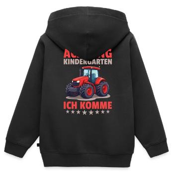 I am a kindergarten child kindergarten unicorn - Kids Premium Organic Zip-up Hoodie - black - Back - AI Model Kid Male (0cm)